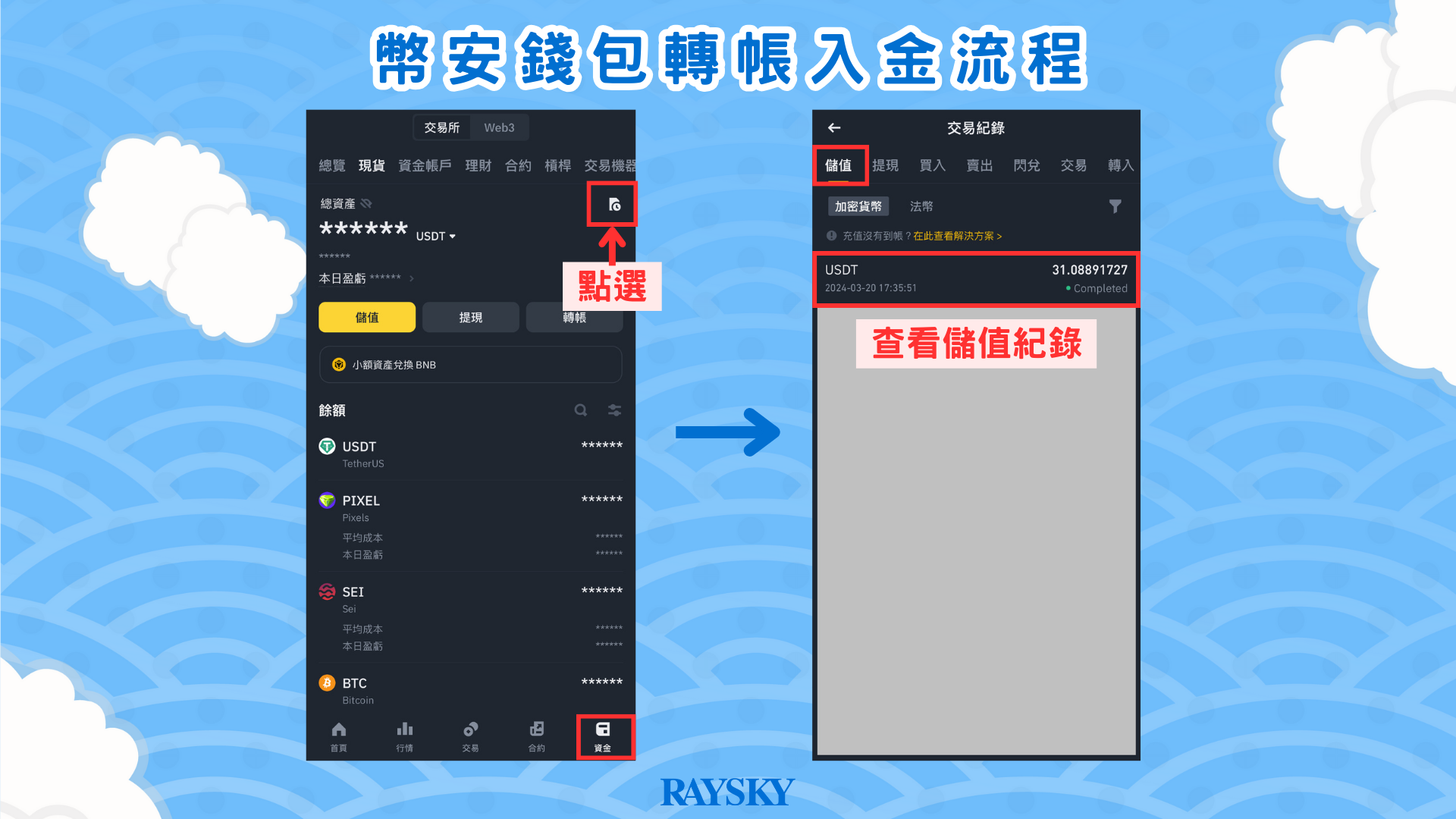 確認幣是否有如實到幣安現貨錢包