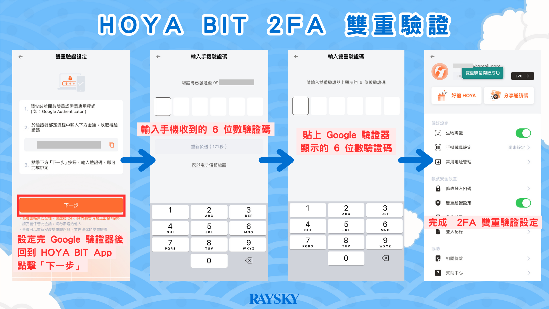 HOYA BIT 設定 2FA 雙重驗證步驟二：綁定 Google 身分驗證器