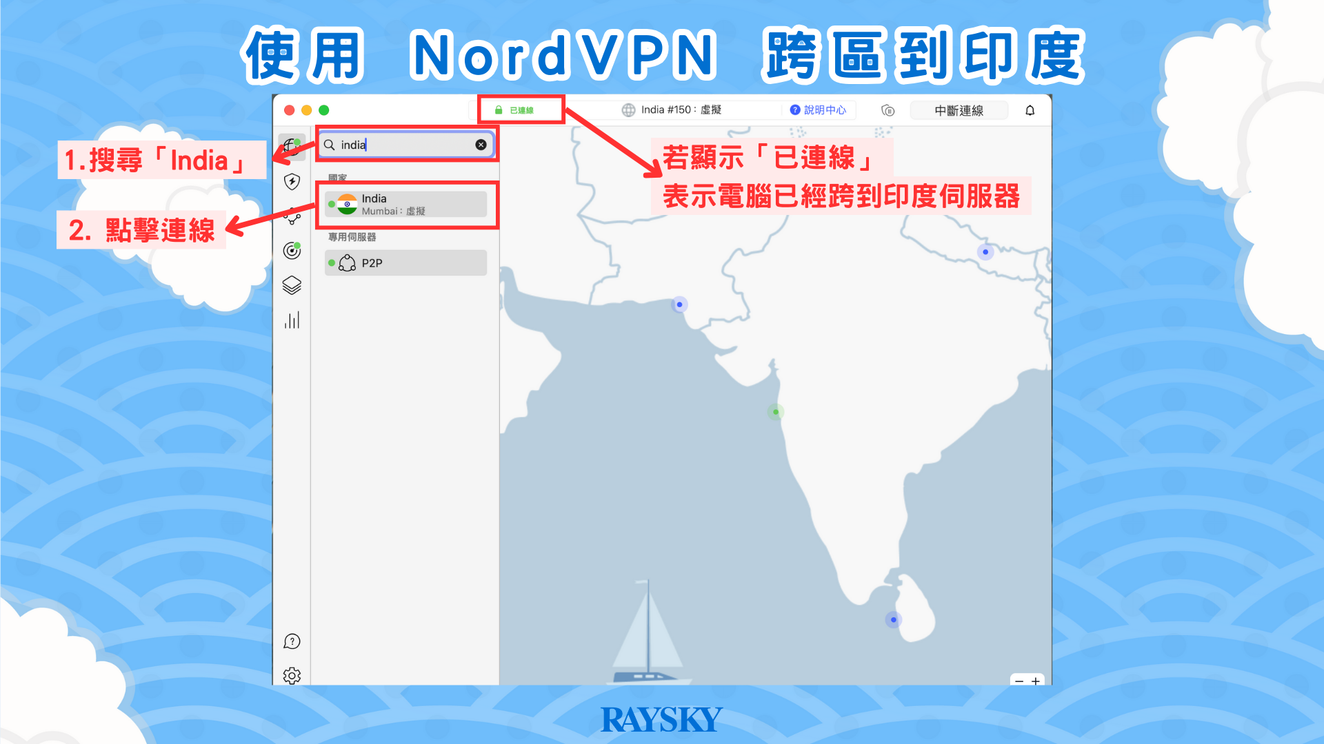 用 NordVPN 跨區到印度