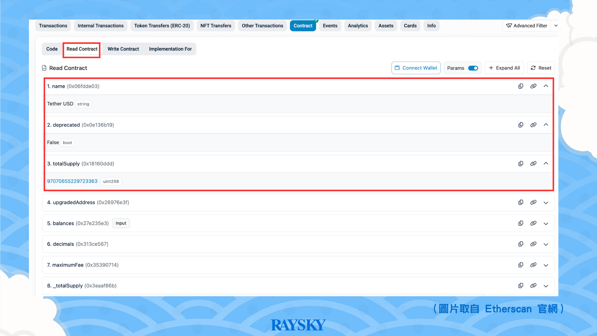Etherscan Read Contract 頁面查看智能合約函式