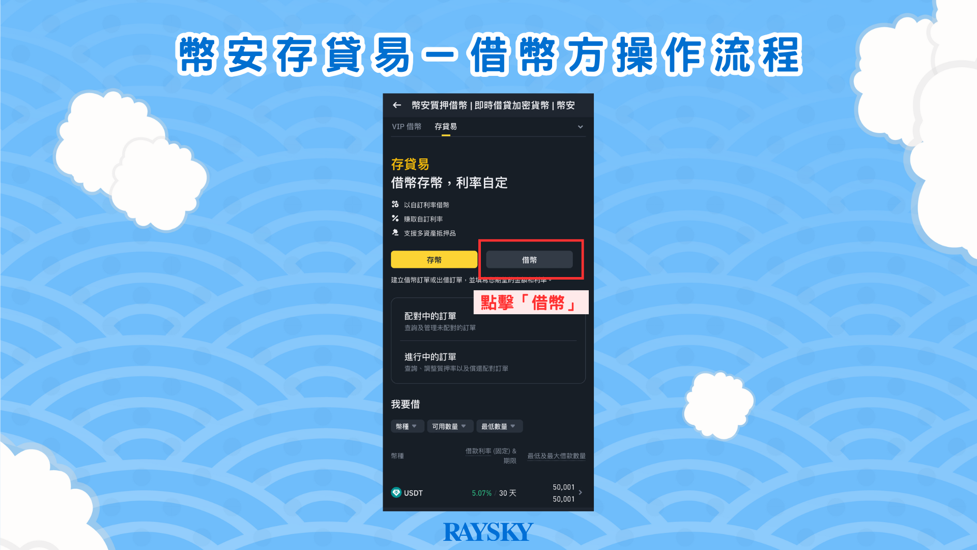 步驟一:選擇借幣
