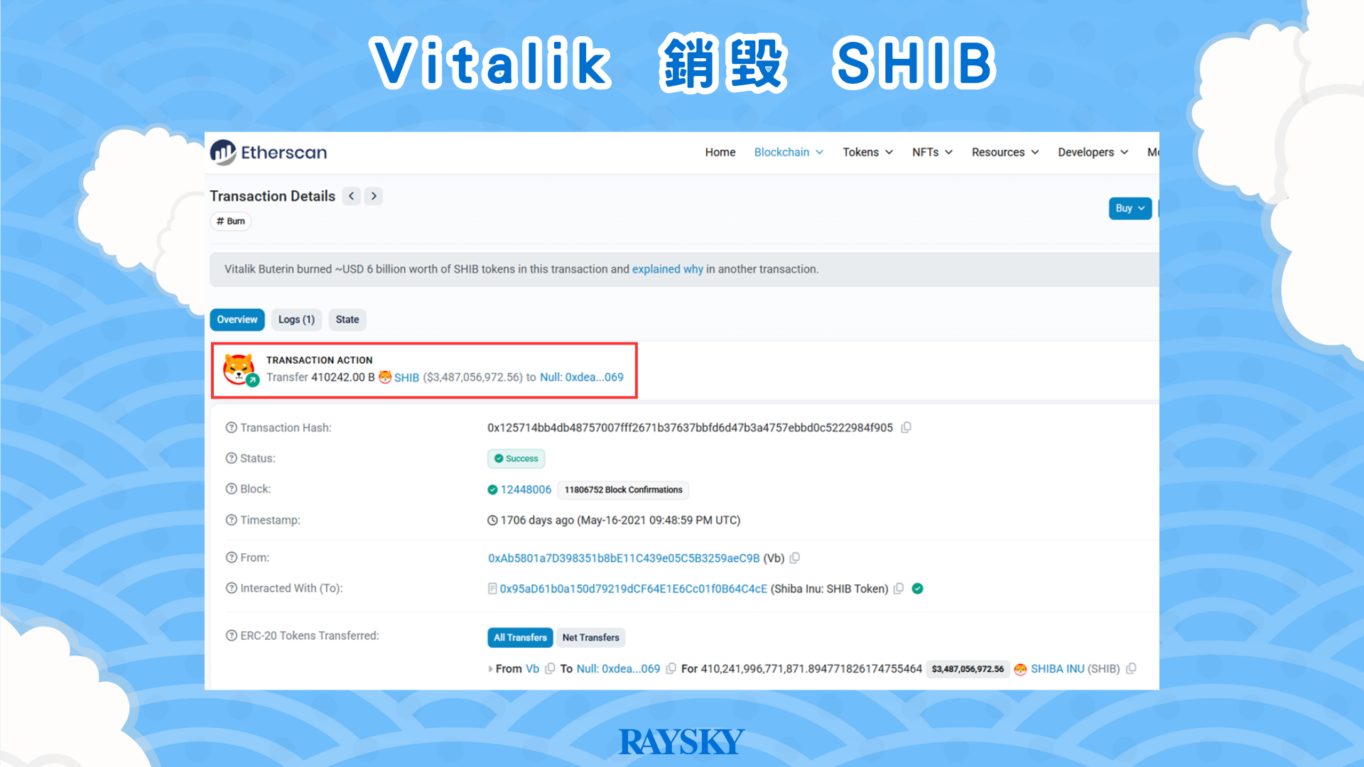 Vitalik 銷毀 410 兆枚柴犬幣