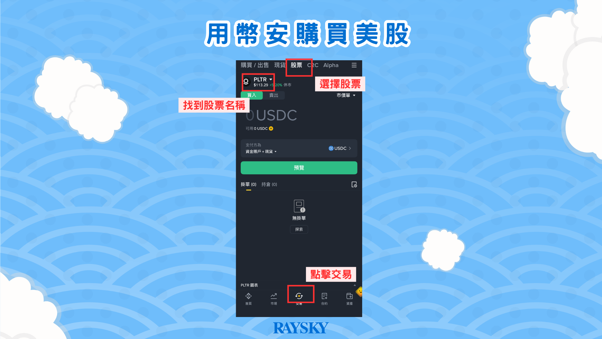 透過幣安購買 PLTR 美股操作介面