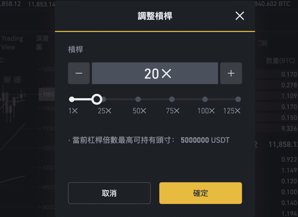 如果想要调整杠杆,可以点击左上角的当前杠杆