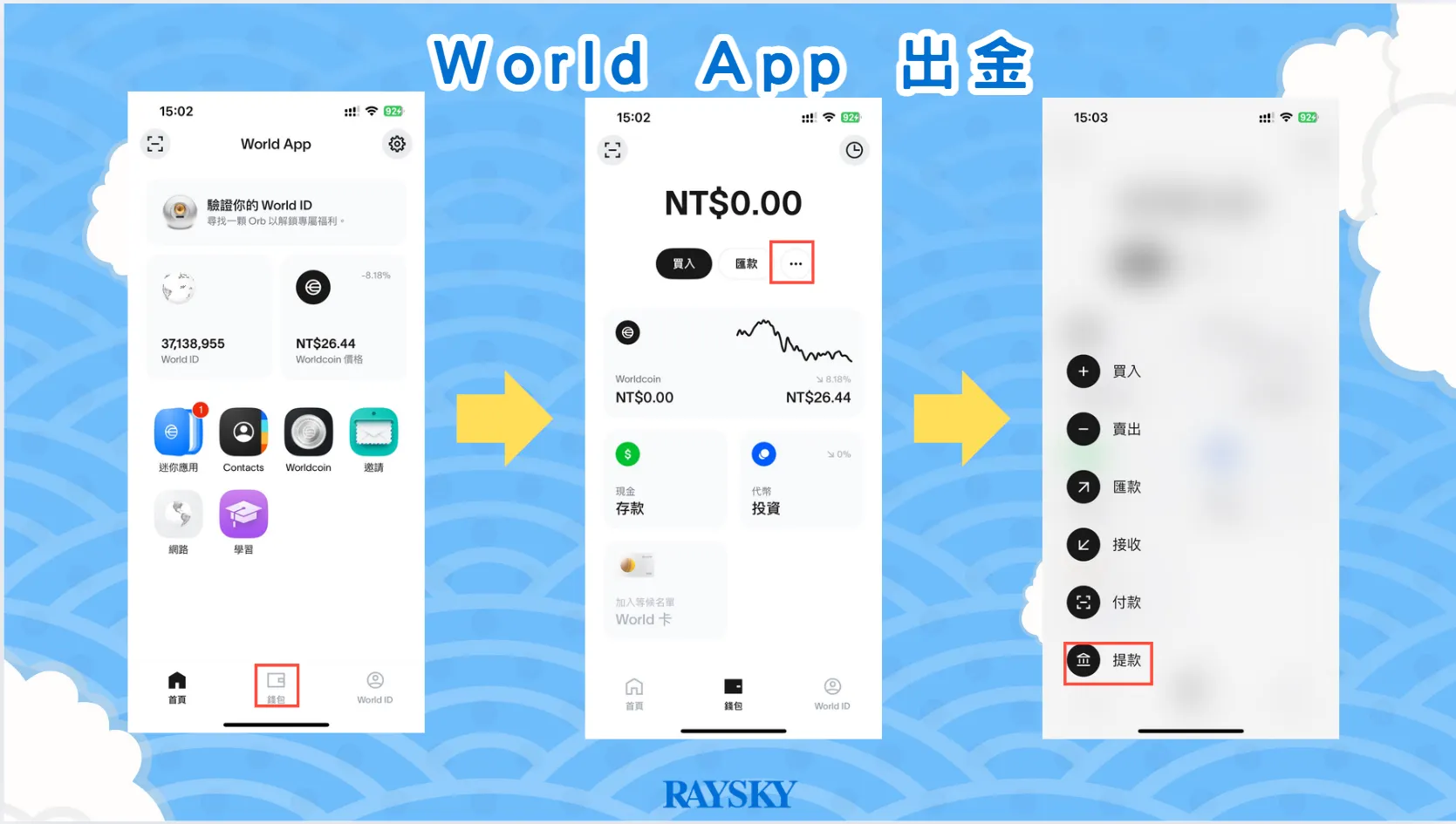 World APP 出金操作。