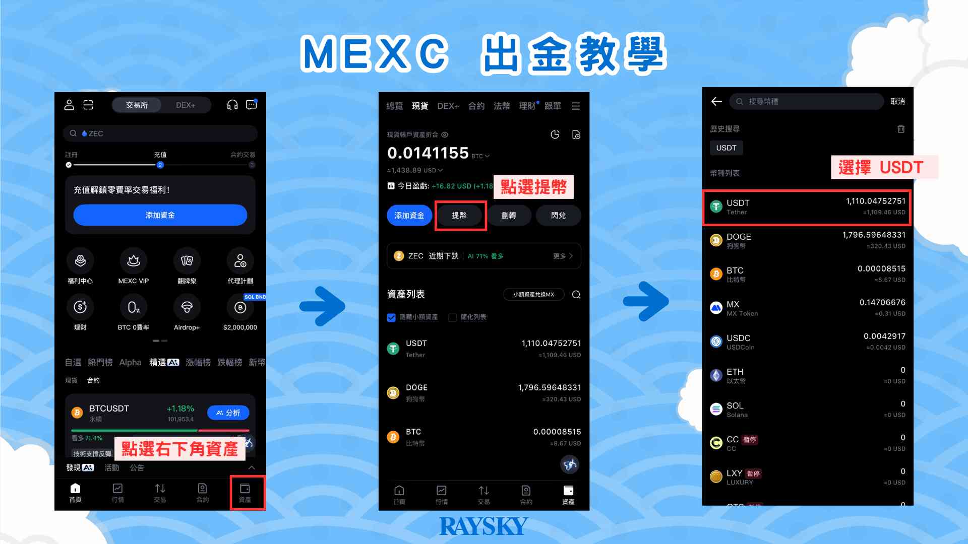 第二步：進入 MEXC 提現頁面