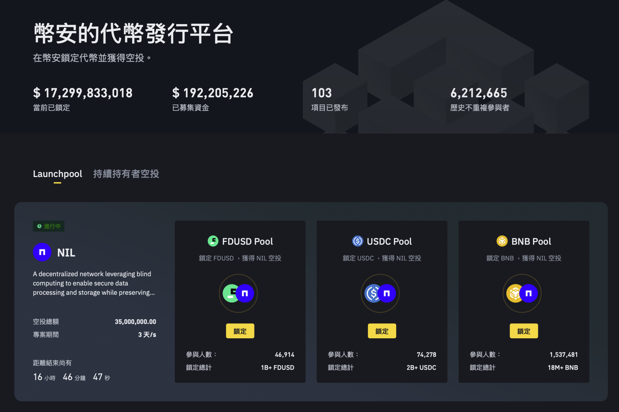 新幣挖礦 Launchpool 是幣安「幣安代幣發行平台」LaunchPad 上的一種挖礦理財產品